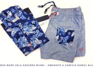 Costume da Bagno azzurro morbido tessuto slip interno asciugatura rapida Boxer mare Uomo con tasca fantasia  con 2 tasche laterali Made in Italy