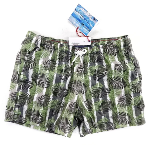 Costume da Bagno Camouflage Hawaii Box Mare puro cotone slip interno morbido Boxer mare uomo fantasia Camouflage hawaii Red con 2 tasche laterali Made in Italy