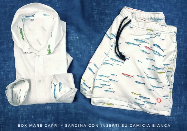 Costume da Bagno fantasia Sardinia slip interno  morbido tessuto asciugatura rapida Boxer mare uomo fantasia Sardinia con 2 tasche laterali Made in Italy