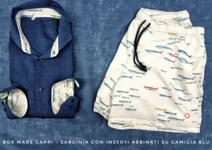 Costume da Bagno fantasia Sardinia slip interno  morbido tessuto asciugatura rapida Boxer mare uomo fantasia Sardinia con 2 tasche laterali Made in Italy