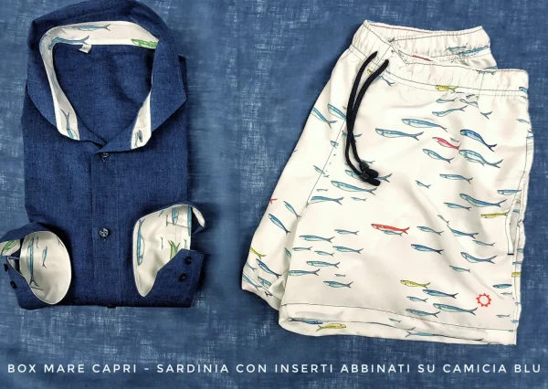 Costume da Bagno fantasia Sardinia slip interno  morbido tessuto asciugatura rapida Boxer mare uomo fantasia Sardinia con 2 tasche laterali Made in Italy