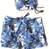 Costume da Bagno in morbido tessuto slip interno asciugatura rapida Boxer mare Uomo fantasia Hawana Hawaii 2 tasche laterali Made in Italy