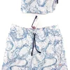Costume da Bagno morbido tessuto slip interno  asciugatura rapida Boxer mare fantasia onda Uomo con 2 tasche laterali Made in Italy