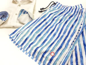 Costume da Bagno morbido tessuto slip interno  asciugatura rapida Boxer mare uomo fantasia Santorini con 2 tasche laterali Made in Italy