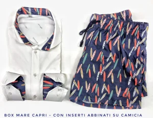 Costume da Bagno slip interno in morbido tessuto asciugatura rapida Boxer mare Uomo fantasia Blue Surf 2 tasche laterali Made in Italy