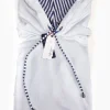 Felpa Bianca con Cappuccio Design rigato blu stripe made in Italy Fantasia  100% cotone - Sweatshirt hoodie