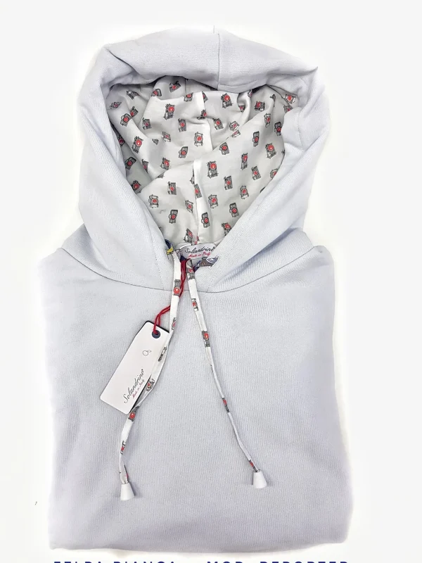 Felpa Bianca con Cappuccio Design Reporter made in Italy Fantasia 100% cotone -  Unisex Sweatshirt White Hoodie