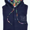 Felpa cardigan BLU con Cappuccio interno tessuto hawaii made in Italy Fantasia 100% cotone  Unisex Sweatshirt blue Hoodie