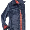 Giacca Foderata In Velluto Blu  100% cotone Made in Italy 3 tasche