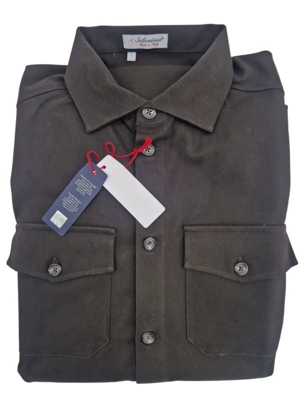 Giacca Overshirt Field Jacket marrone testa di moro Sahariana Safari militare 4 tasche gabardina 100% cotone Made in italy
