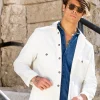 Giacca Sahariana Overshirt Safari Bianco velluto corduroy militare 4 tasche gabardina 100% cotone Made in italy