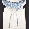 Maglia cardigan jersey Bianca con Cappuccio Design fisherman  made in Italy Fantasia  100% cotone - Sweatshirt hoodie