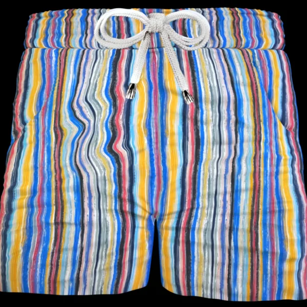 Pantaloncino in cotone Shorts Bermuda fantasia fasciato multicolor rigato Cotone 2 tasche laterali Made in Italy