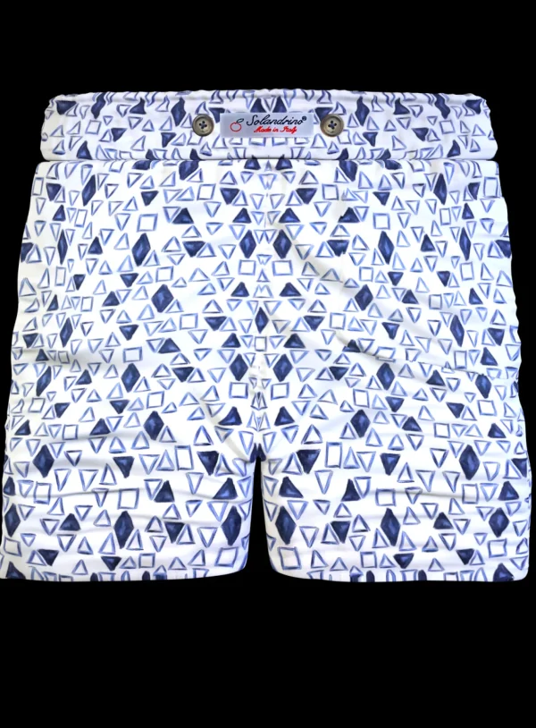 Pantaloncino in cotone Shorts Bermuda fantasia Geometrica 100% Cotone 2 tasche laterali Made in Italy