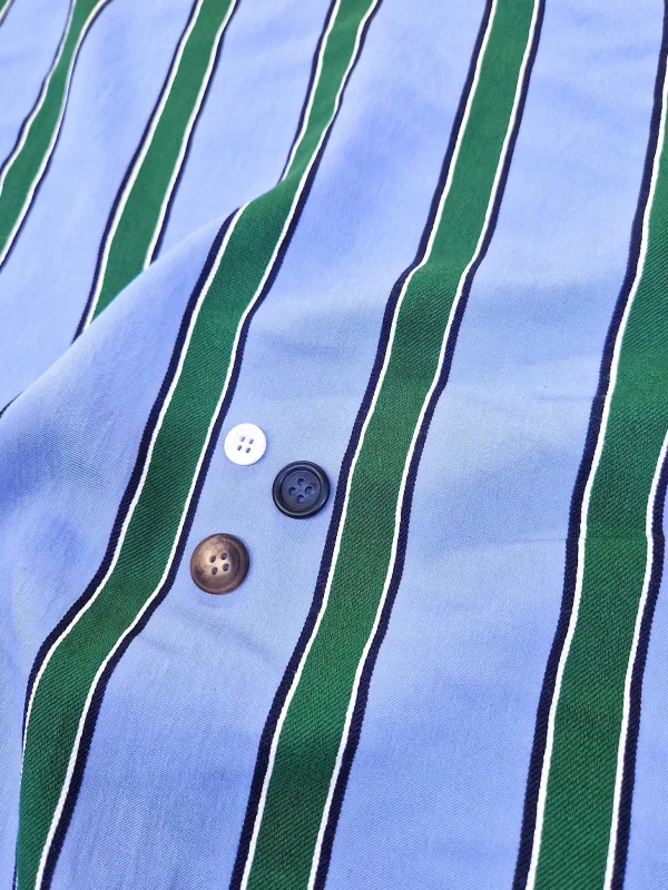 Pantaloncino in cotone Shorts Bermuda Fasciato Azzurro Rigato Verde 100% Cotone 2 tasche laterali Made in Italy