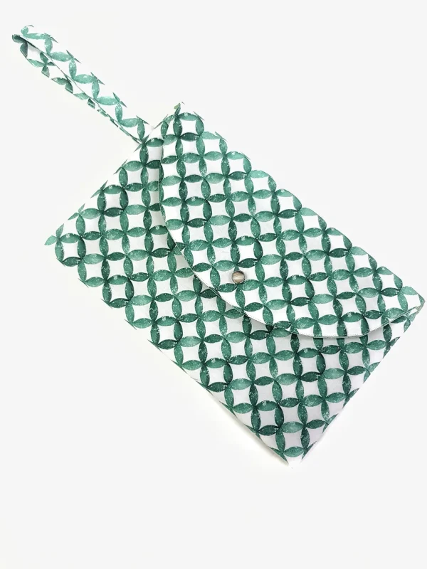 Pochette in tessuto fashion design Green Tozeur Made in Italy