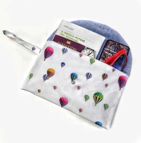 Pochette in tessuto fashion design Mongolfiera White Made in Italy