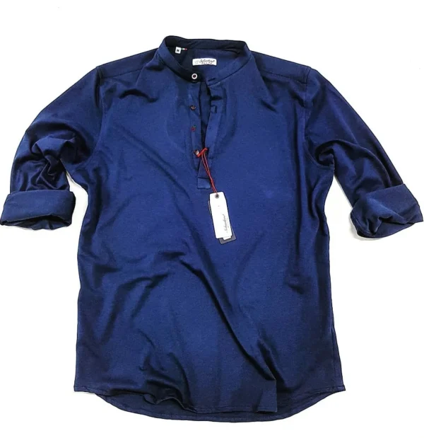 Polo Camicia Donna blu puro cotone maglia Jersey made in italy navy blue woman polo shirt