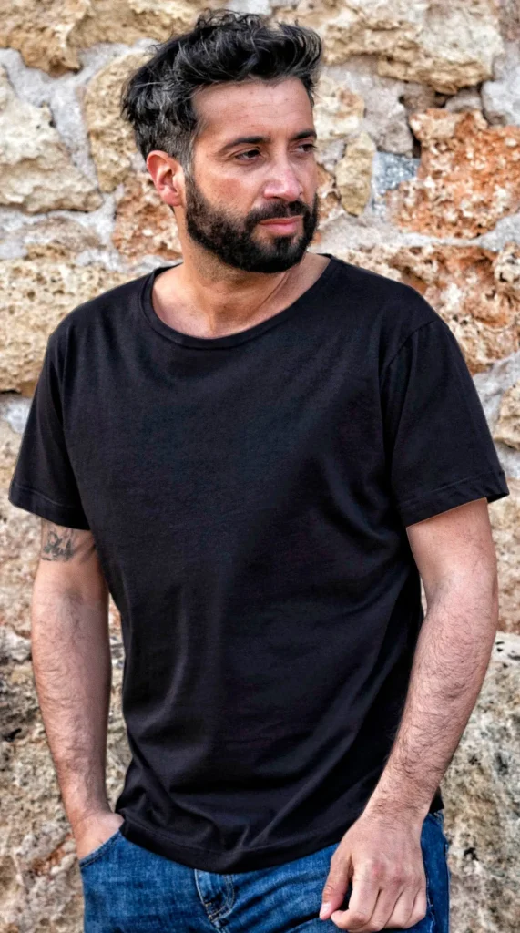 T-shirt basica made in italy 100% cotone jersey pettinato - modello scollo ampio -