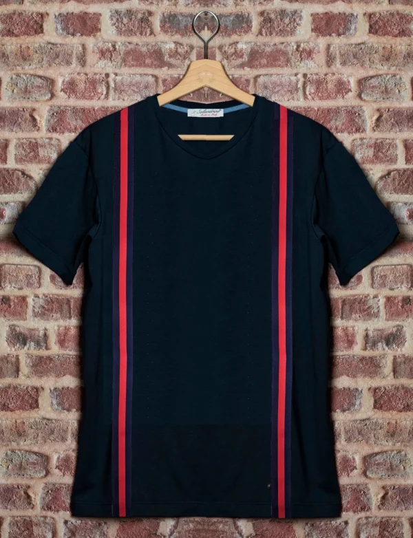 T-shirt blu made in italy 100% cotone jersey pettinato "MODELLO BRETELLA STRAP RED"