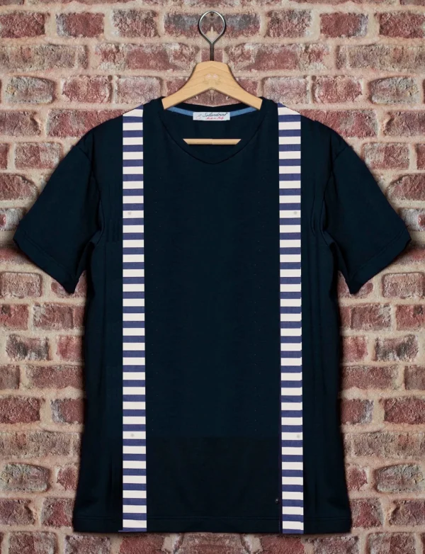 T-shirt blu made in italy 100% cotone jersey pettinato "MODELLO BRETELLA STRAP MARINE"