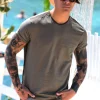 t-shirt in lino verdone militare made in Italy tshirt lino cotone