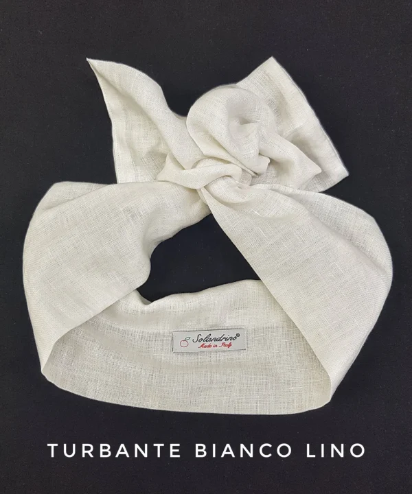 Turbante bianco in lino made in Italy fascia capelli hairband