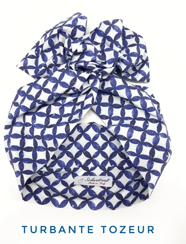 Turbante blu  Fashion in cotone design fascia capelli tozeur hairband Made in Italy