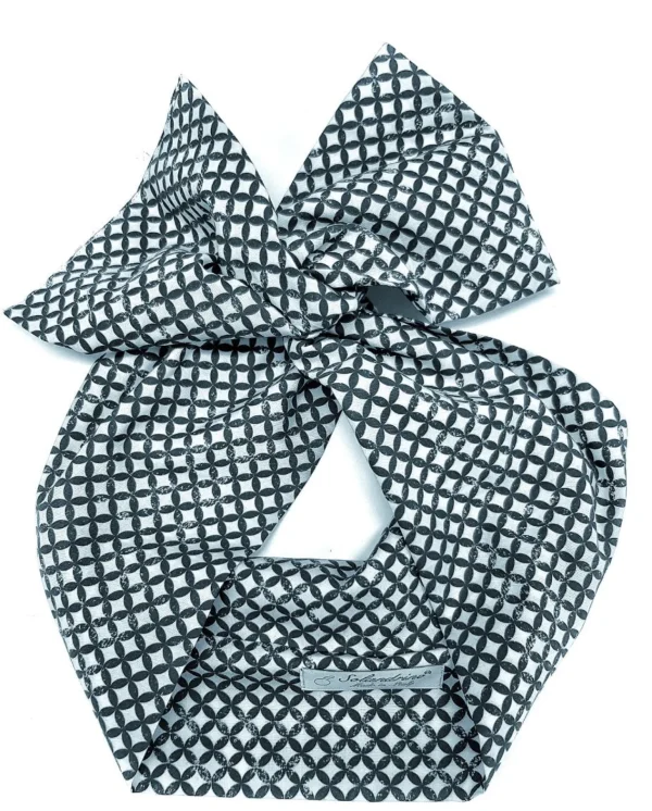 Turbante fantasia  Fashion fascia capelli in cotone design Damasco dark grey hairband Made in Italy