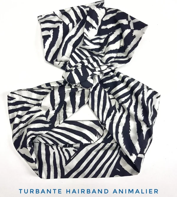 Turbante Fashion in cotone fascia capelli design Animalier Zebrato hairband Made in Italy