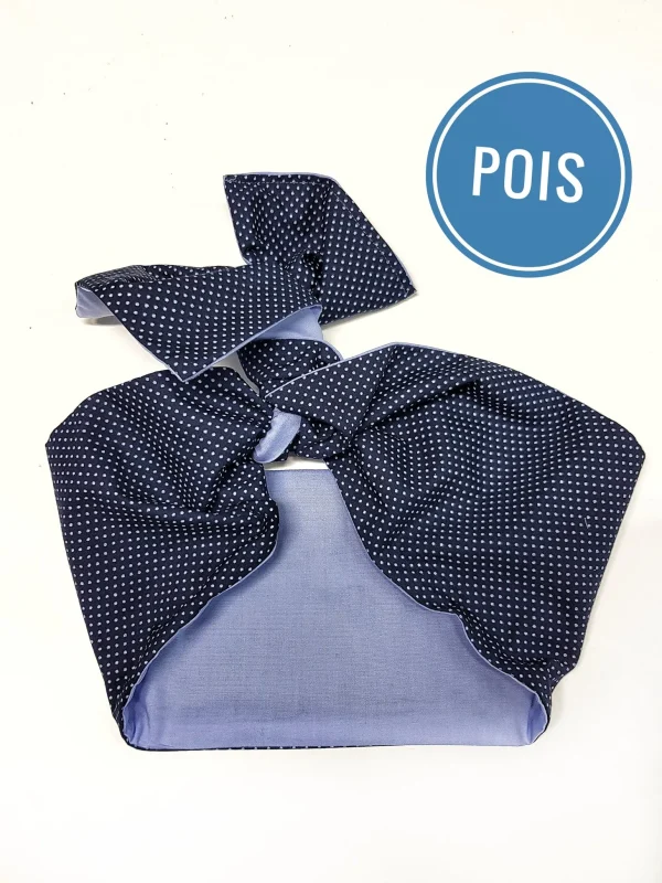 Turbante Fashion in cotone design Pois blu double face Made in Italy