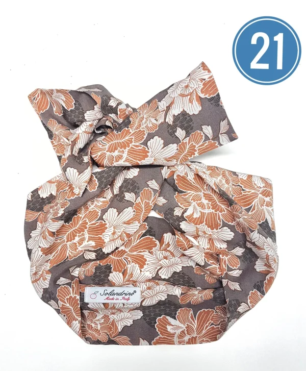 Turbante Fashion in cotone Fantasia design foliage  21 Made in Italy