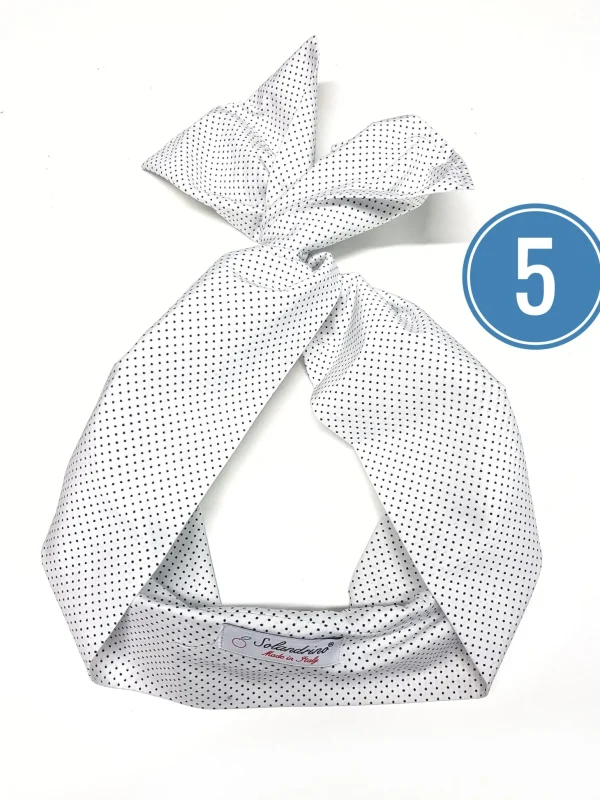 Turbante Fashion in cotone Fantasia design 4 punta spillo white  Made in Italy