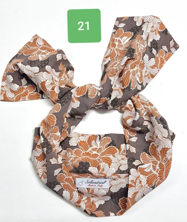 Turbante Fashion in cotone Fantasia design foliage  21 Made in Italy