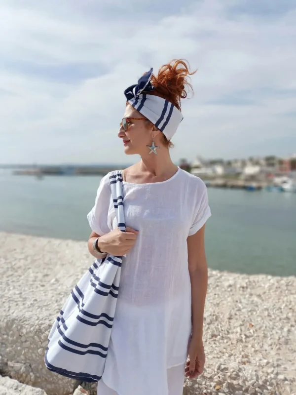 Turbante Fashion in cotone fascia capelli design Marinella made in Italy