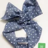 Turbante Fashion in lino Fantasia rigata design pois azzurro 32 Made in Italy