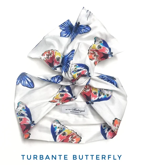 Turbante hairband Fashion in fascia capelli cotone design butterfly made in Italy