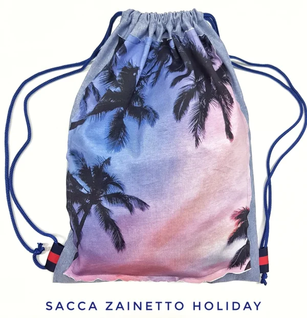 Zaino Sacca in tessuto cotone Light Design Holiday Palms made in Italy